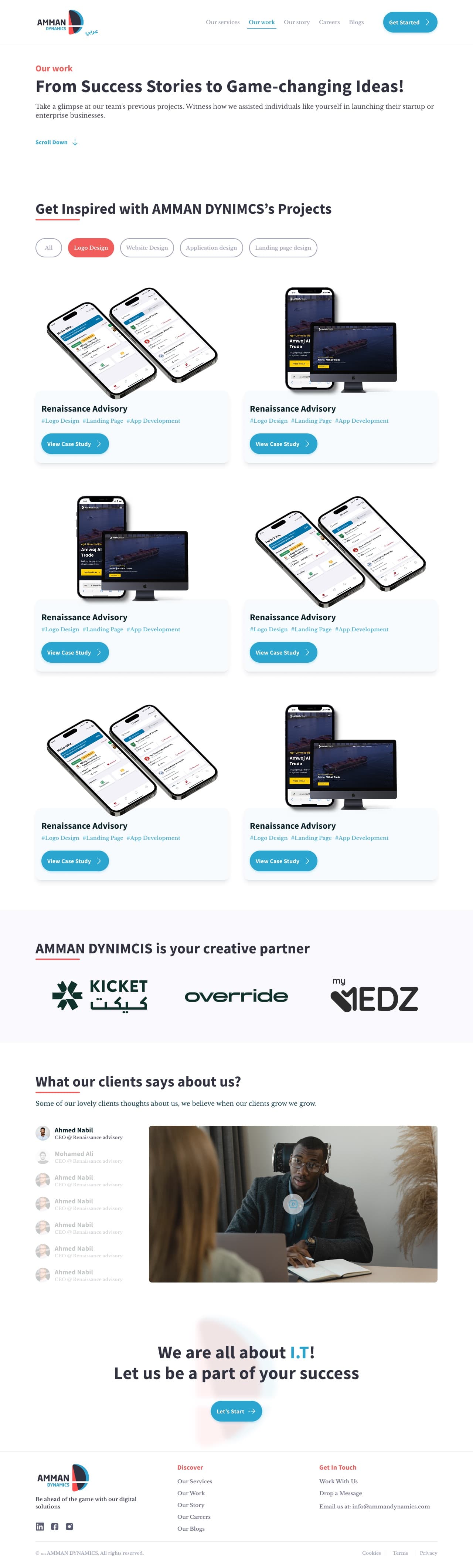 Our Work page