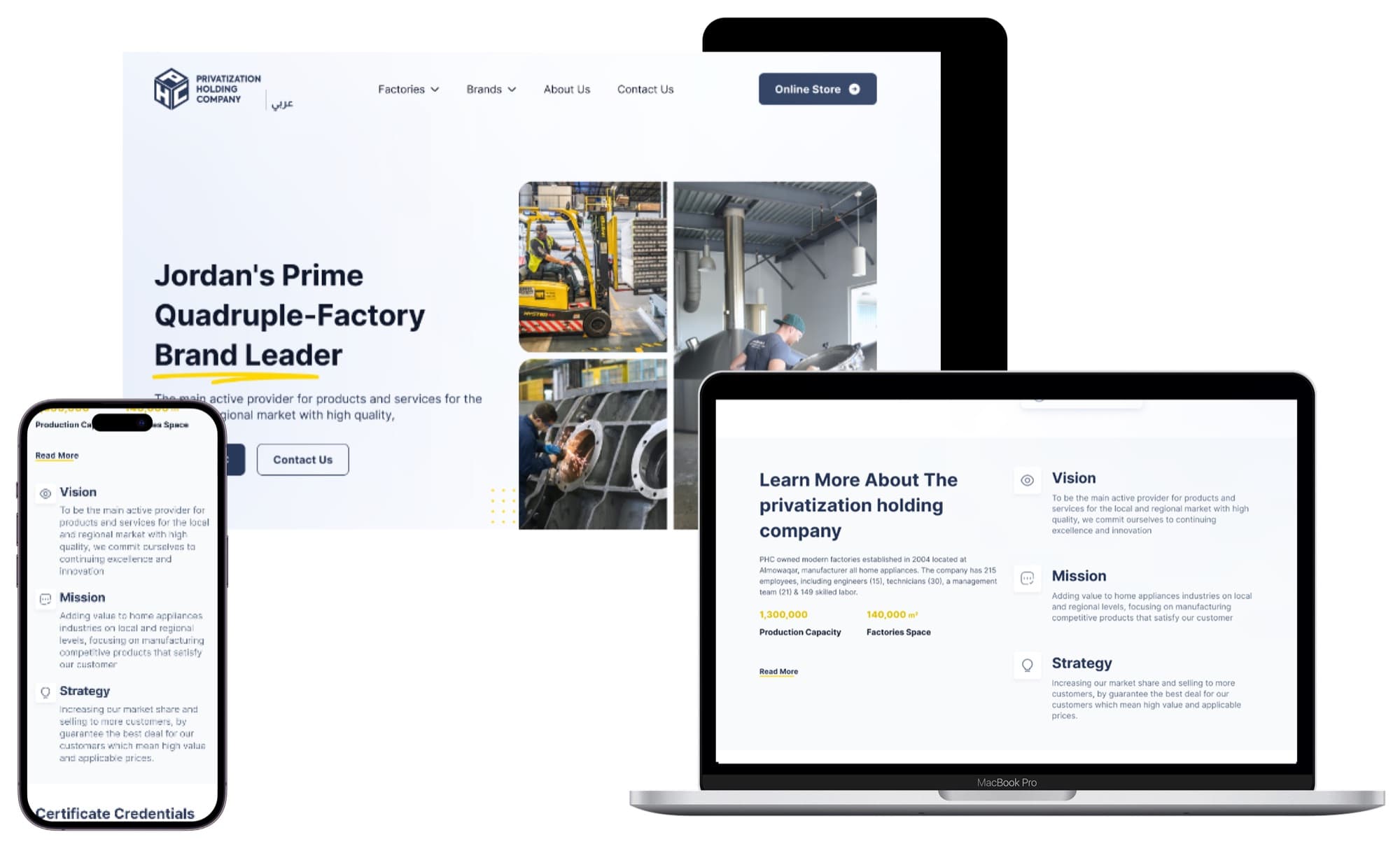 PHC website across desktop, laptop and mobile