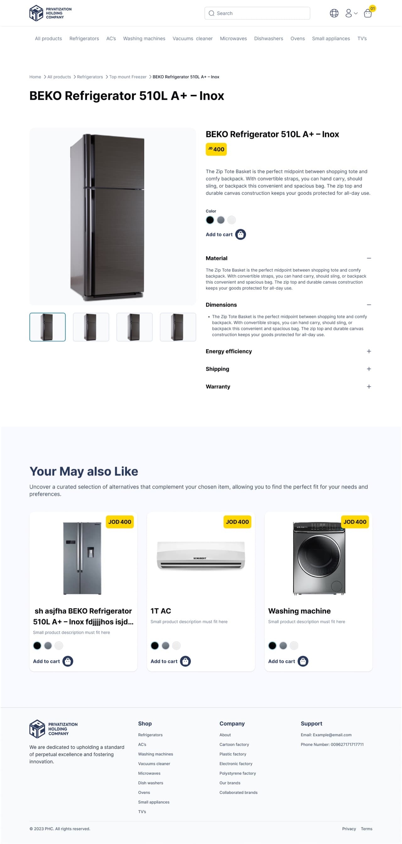 Product Details page