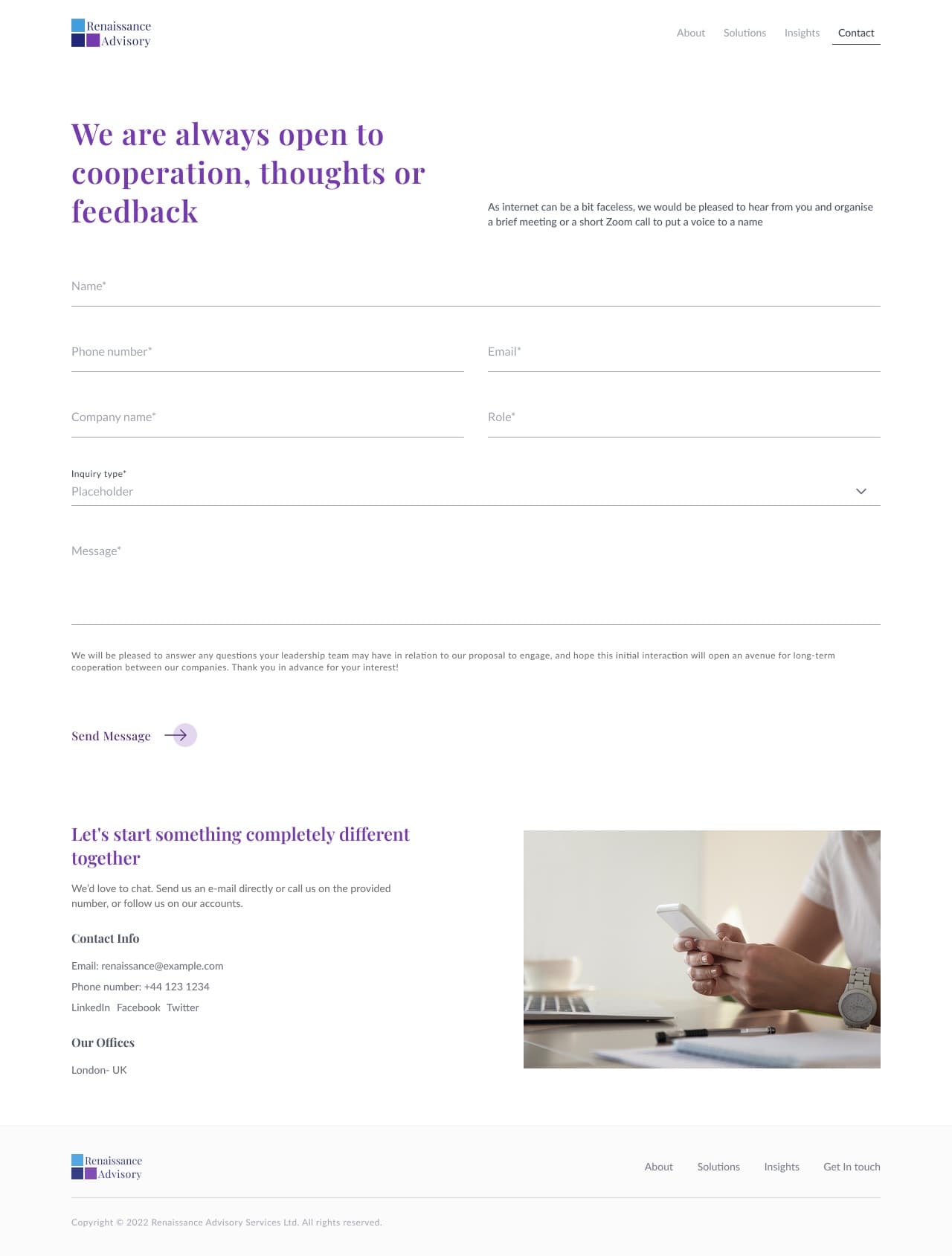 Contact us page