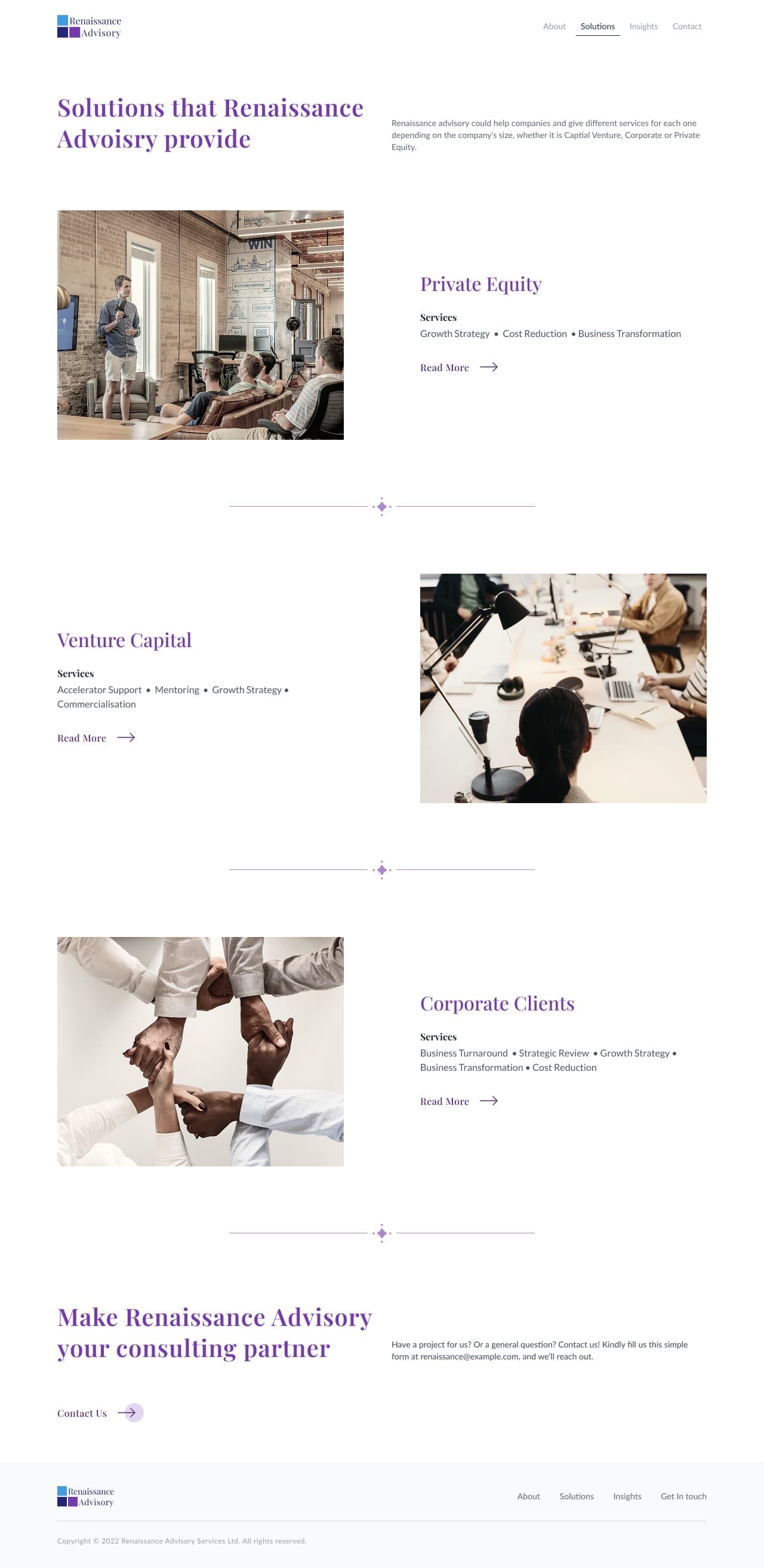 Solutions page